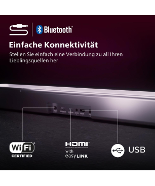 PHILIPS TAB 8507/10, Soundbar mit kabellosem Subwoofer, silber