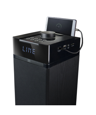 AIWA TS-990CD, 120 Watt, Soundtower mit CD Player,USB, SD und FM-Radio. Dockingstation,, Schwarz