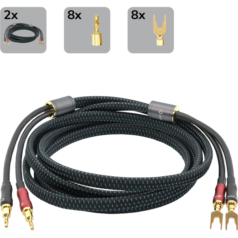 OEHLBACH Transform Dual-Plug, Exzellentes Set Banana/Kabelschuh, Lautsprecherkabel, 300 cm