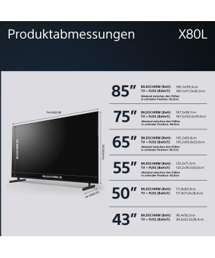 SONY BRAVIA KD-85X80L LED LED TV (Flat, 85 Zoll / 215 cm, UHD 4K, SMART TV, Google TV)