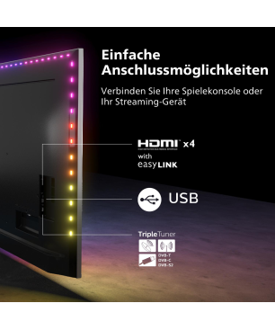 PHILIPS 50PUS8837/12 (50 Zoll) The One 4K UHD LED TV (Flat, 50 Zoll / 126 cm, UHD 4K, SMART TV, Ambilight, Android TV™ 11 (R))