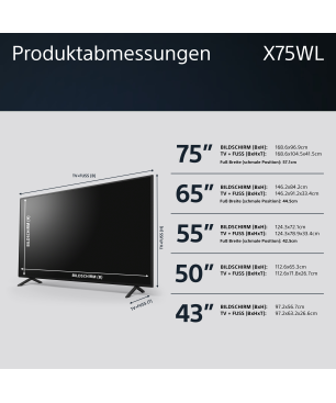 SONY BRAVIA KD-55X75WL LED TV (Flat, 55 Zoll / 139 cm, HDR 4K, SMART TV, Google TV)