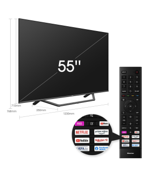 HISENSE 55 A 7 GQ QLED TV (Flat, 55 Zoll / 139 cm, UHD 4K, SMART TV, VIDAA U5)