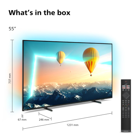PHILIPS 55PUS8007/12 LED TV (Flat, 55 Zoll / 139 cm, UHD 4K, SMART TV, Ambilight, Android TV™ 11 (R))
