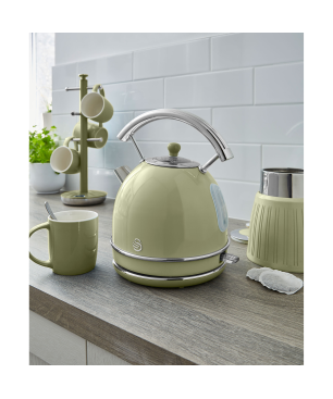 SWAN Retro STRP2070GNEU Set Toaster und Wasserkocher Grün (850 Watt, Schlitze: 2)