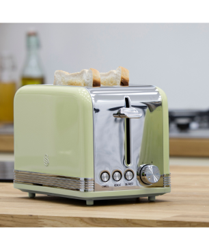 SWAN Retro STRP2070GNEU Set Toaster und Wasserkocher Grün (850 Watt, Schlitze: 2)