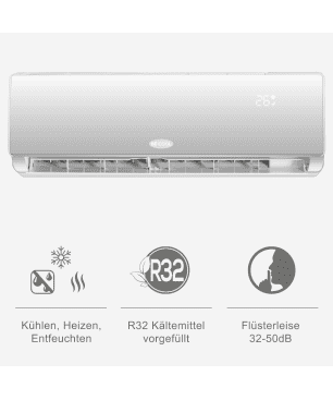 BECOOL BC12SK2101QW inkl. Vollinstallation Split Klimagerät Weiß Energieeffizienzklasse: A++, Max. Raumgröße: 105 m³