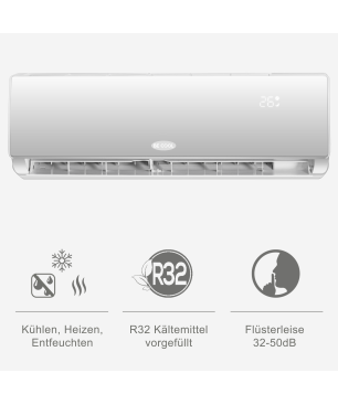 BECOOL BC12SK2101QW inkl. Vollinstallation Split Klimagerät Weiß Energieeffizienzklasse: A++, Max. Raumgröße: 105 m³