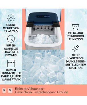 KLARSTEIN On-The-Rocks Eiswürfelmaschine (120 Watt, Silber)