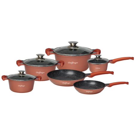 CHEFFINGER 10-Teilig Kochtopf Aluminium Kupfer