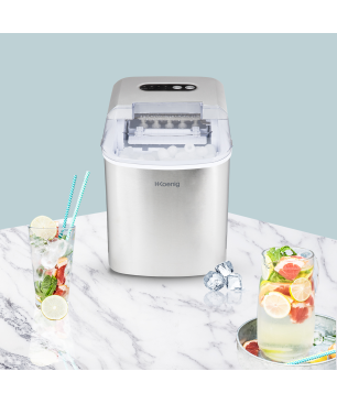 H.KOENIG H.Koenig Eiswürfelmaschine ICEK12 / 12 kg Eis / Produktion 10-13 min. / 2 Größen / 120 W / Edelstahl Eiswürfelmaschin