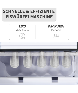 HOMCOM mit automatischer Reinigungsfunktion Eiswürfelmaschine (120 Watt, Schwarz)