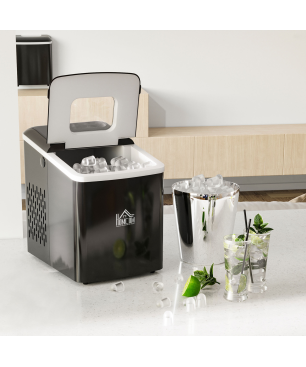 HOMCOM mit automatischer Reinigungsfunktion Eiswürfelmaschine (120 Watt, Schwarz)