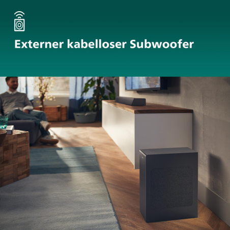 PHILIPS TAB 7207/10, Soundbar mit kabellosem Subwoofer, schwarz