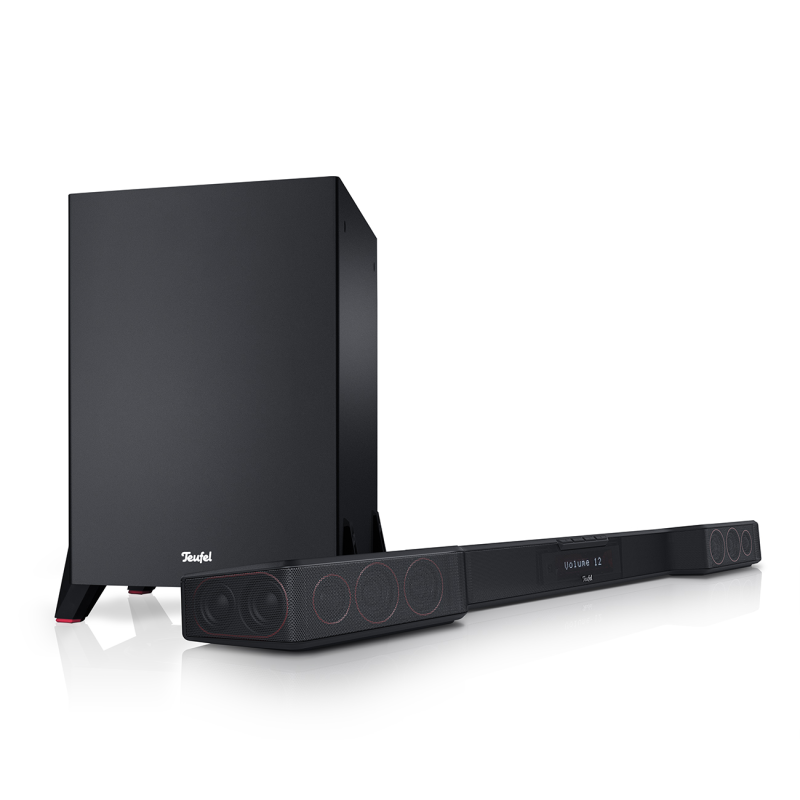 TEUFEL CINEBAR DUETT Power Edition "2.1-Set", 2.1 System Soundbar, Schwarz / Schwarz