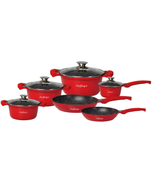 CHEFFINGER 10-Teilig Kochtopf Aluminium Rot