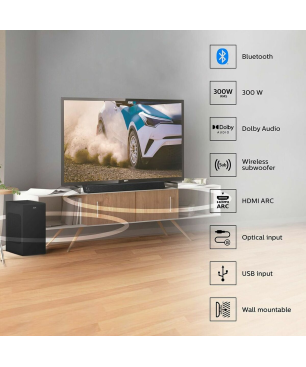 PHILIPS TAB 7305/10, Soundbar, Schwarz