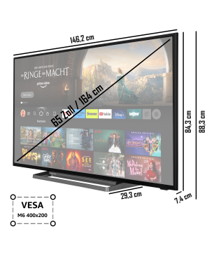 TOSHIBA 65UF3D63DA Fire TV (Flat, 65 Zoll / 164 cm, UHD 4K)