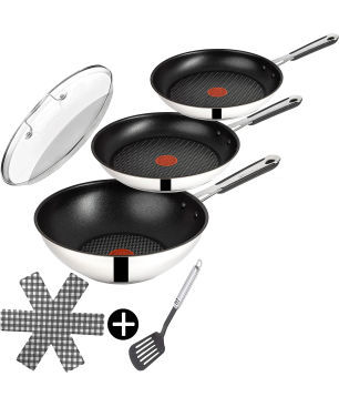TEFAL E30 Jamie Oliver Pfannenset 6Tlg Pfanne (Edelstahl, Beschichtung: Titanium)