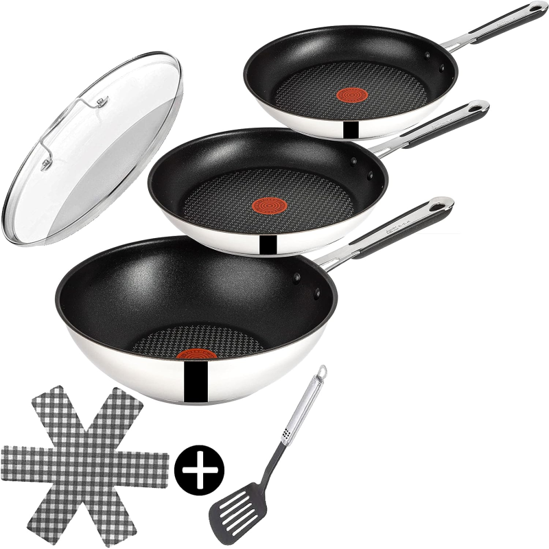 TEFAL E30 Jamie Oliver Pfannenset 6Tlg Pfanne (Edelstahl, Beschichtung: Titanium)