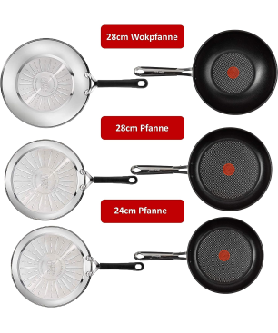 TEFAL E30 Jamie Oliver Pfannenset 6Tlg Pfanne (Edelstahl, Beschichtung: Titanium)