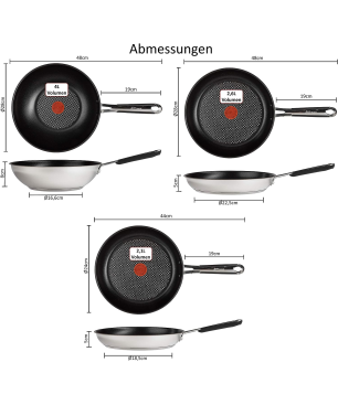TEFAL E30 Jamie Oliver Pfannenset 6Tlg Pfanne (Edelstahl, Beschichtung: Titanium)