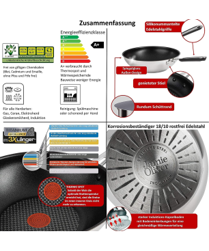 TEFAL E30 Jamie Oliver Pfannenset 6Tlg Pfanne (Edelstahl, Beschichtung: Titanium)