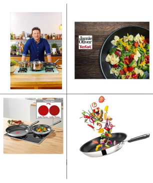 TEFAL E30 Jamie Oliver Pfannenset 6Tlg Pfanne (Edelstahl, Beschichtung: Titanium)