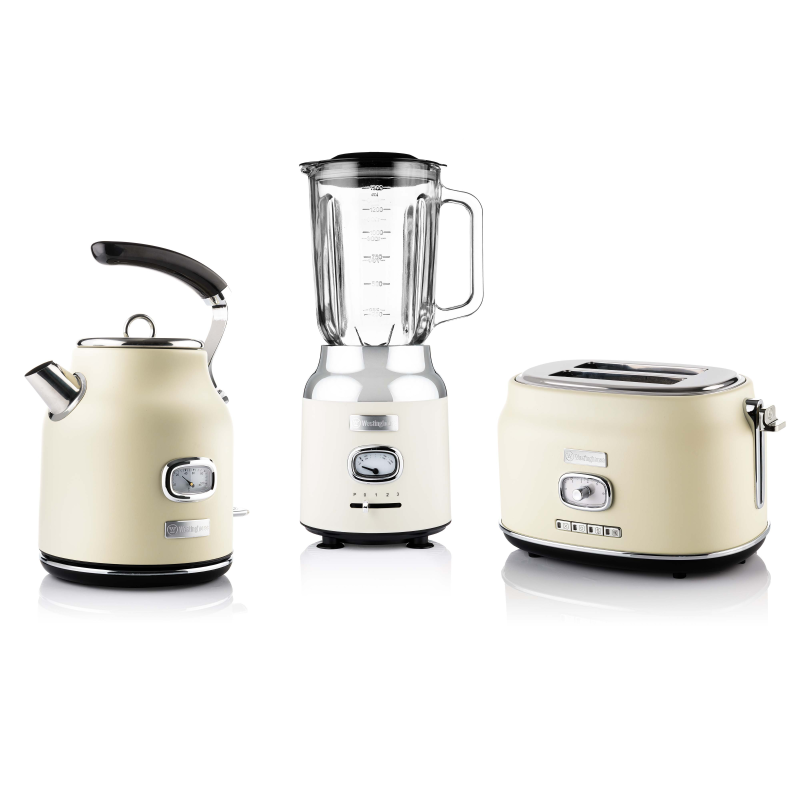 WESTINGHOUSE WES09 Wasserkocher Toaster Mixer Set cremeweiß (815 Watt, Schlitze: 2)