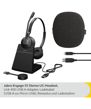 GN AUDIO Jabra Engage 55, On-ear Kopfhörer Bluetooth Schwarz, 1x headset|1x reiseetui