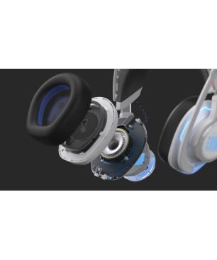 JBL Quantum 910 PWL, Over-ear Gaming Headset Bluetooth Weiß/Blau