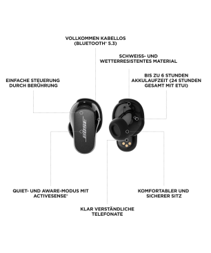 BOSE QuietComfort Earbuds II True Wireless, In-ear Kopfhörer Bluetooth Schwarz