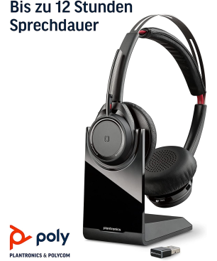 POLY Voyager Focus UC B825-M, Over-ear Headset Bluetooth Schwarz