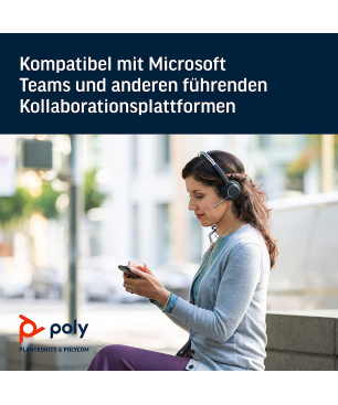 POLY Voyager Focus UC B825-M, Over-ear Headset Bluetooth Schwarz