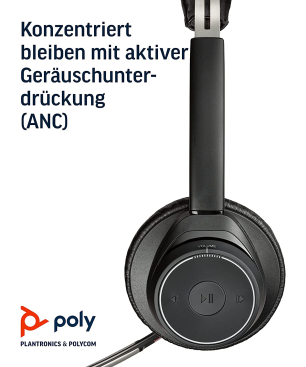 POLY Voyager Focus UC B825-M, Over-ear Headset Bluetooth Schwarz