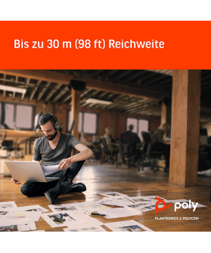 POLY Voyager Focus UC B825-M, Over-ear Headset Bluetooth Schwarz