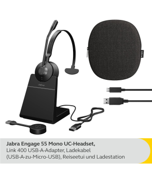 JABRA Engage 55, On-ear Kopfhörer Bluetooth Schwarz, Signalübertragung: kabellos