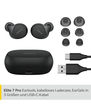 JABRA Elite 7 Pro, mit anpassbarem ANC, In-ear Kopfhörer Bluetooth Schwarz