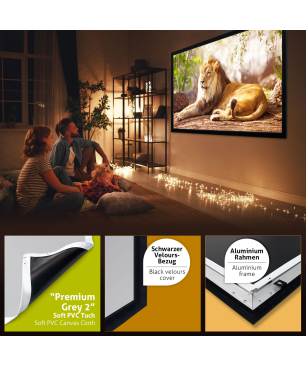 ESMART Professional MIRALE Tageslicht-Rahmen GRAU 244 x 137 cm (110") 16:9 Rahmen-Leinwand