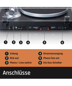 LENCO LS-500BK - 2 externe Lautsprechern - Bluetooth Plattenspieler Schwarz