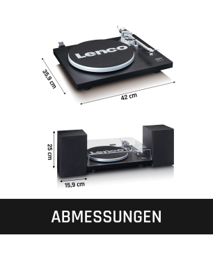 LENCO LS-500BK - 2 externe Lautsprechern - Bluetooth Plattenspieler Schwarz