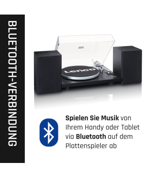 LENCO LS-500BK - 2 externe Lautsprechern - Bluetooth Plattenspieler Schwarz