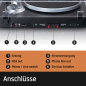 LENCO LS-500BK - 2 externe Lautsprechern - Bluetooth Plattenspieler Schwarz