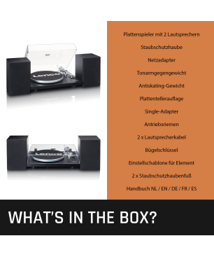 LENCO LS-500BK - 2 externe Lautsprechern - Bluetooth Plattenspieler Schwarz