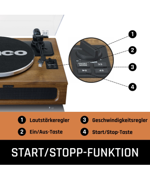 LENCO LS-410WA - 4 eingebaute Lautsprecher - Plattenspieler Holz