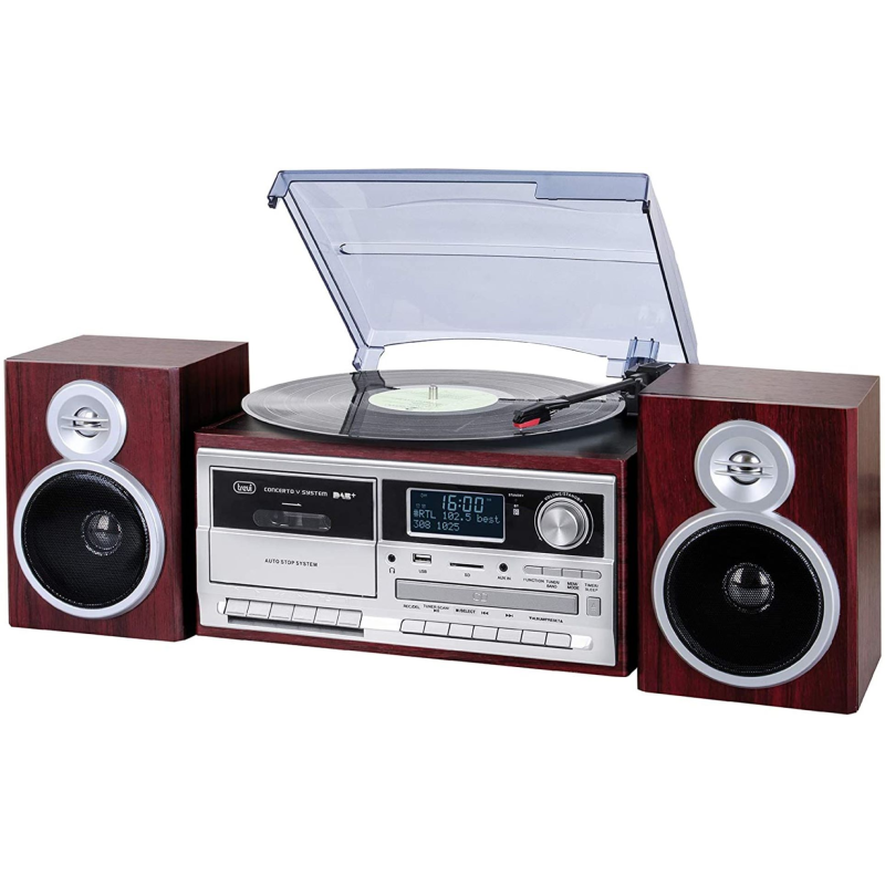 TREVI Stereo Plattenspielersystem Plattenspieler, DAB, braun
