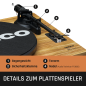 LENCO LS-500OK - eingebauter Verstärker mit Bluetooth und 2 externen Lautsprechern - Plattenspieler Nussbaum
