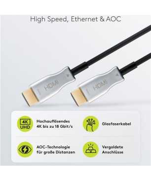 GOOBAY Optisches Hybrid High-Speed-HDMI™-Kabel mit Ethernet (AOC) HDMI Kabel 100 m