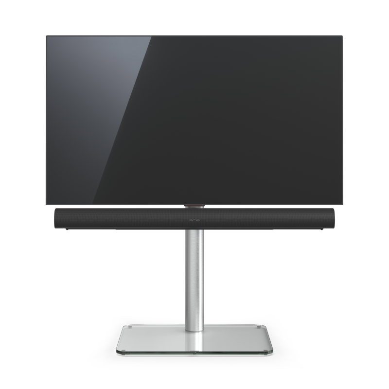JUST BY SPECTRAL TV-Stand Just.Stand TV620SP für TV bis 65''. Glasboden in Klarglas und Sonos Arc Soundbar-Ablage TV-Ständer