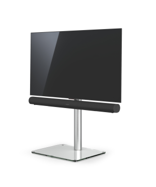 JUST BY SPECTRAL TV-Stand Just.Stand TV620SP für TV bis 65''. Glasboden in Klarglas und Sonos Arc Soundbar-Ablage TV-Ständer
